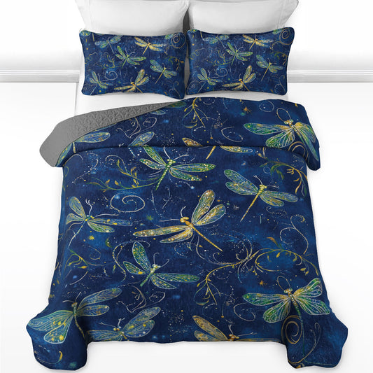 Shineful All Season Quilt 3-Piece Set Enchanted Dragonfly