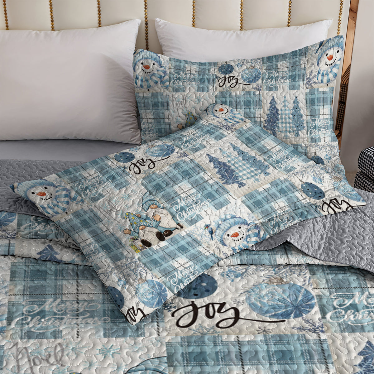 Shineful All Season Quilt 3-teiliges Set Schneemann &amp; Blue Joy Weihnachten