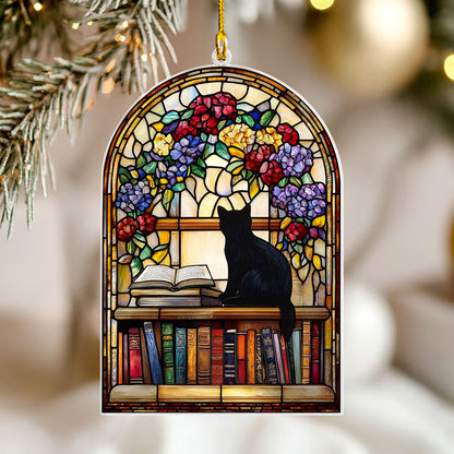 Shineful 2D Acrylic Ornament Reading Cat