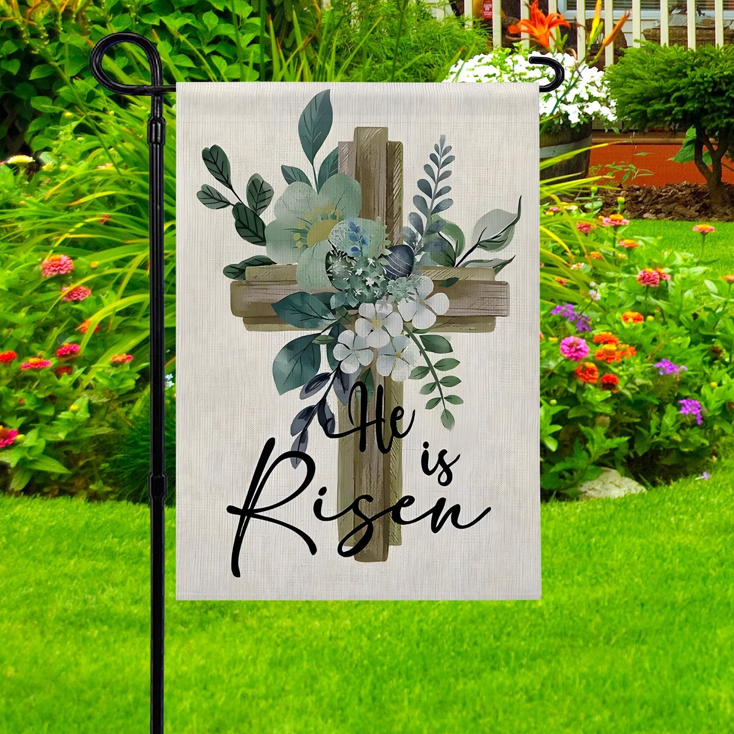 Shineful Garden Flag 12" x 18" Floral Cross of Hope