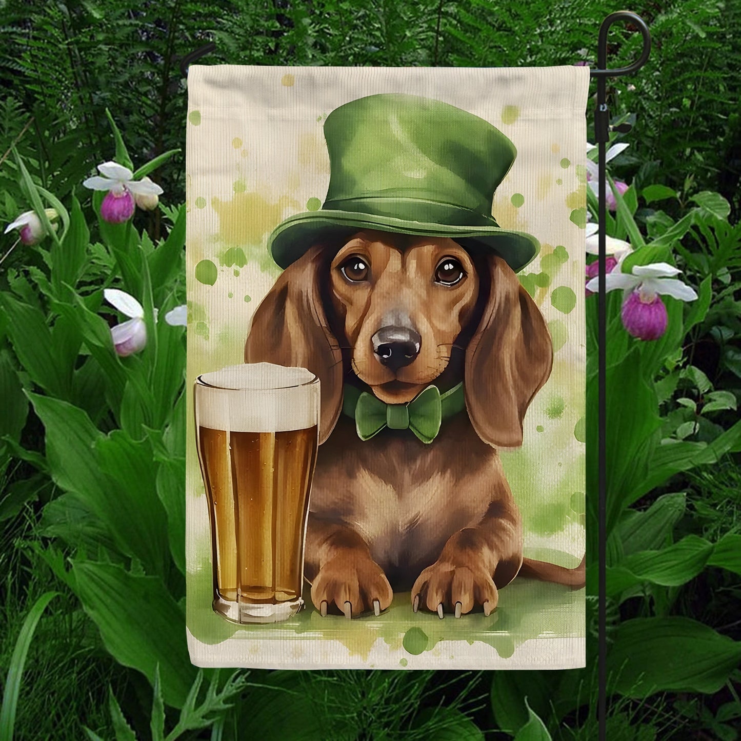 Shineful Garden Flag 12" x 18" Lucky Dachshund Cheers