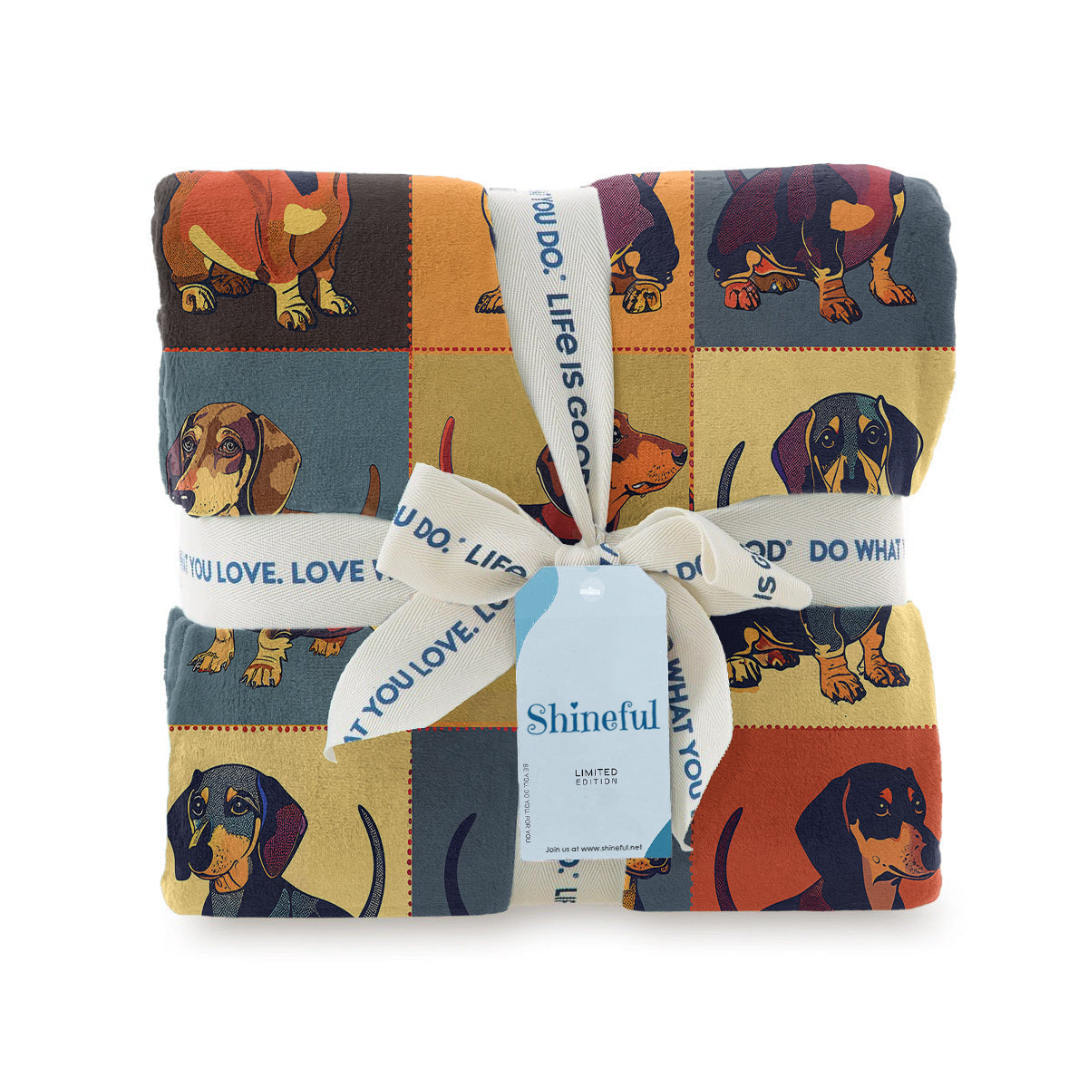 Shineful Fleece Blanket Dachshund Palette Patchwork