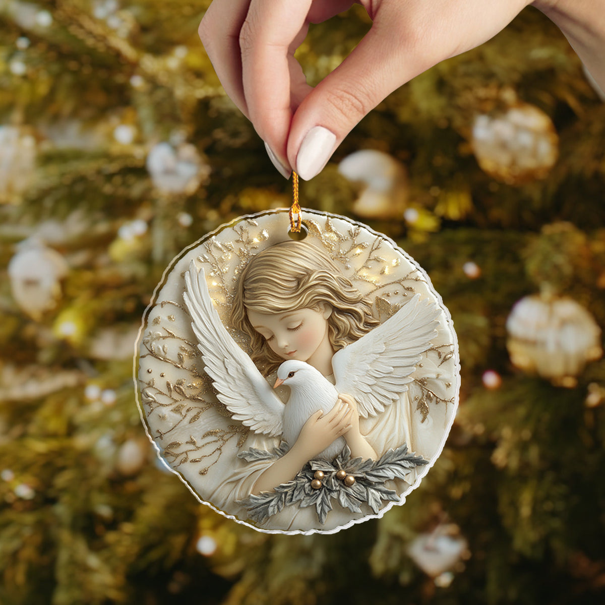 Shineful 2D Acrylic Ornament - Angel of Peace with Dove