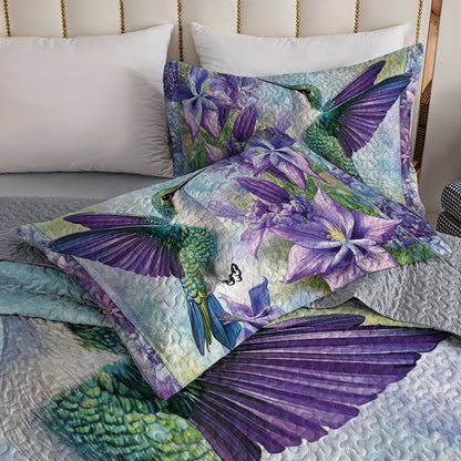 Shineful All Season Quilt 3-Piece Set Hummingbird Lavender Bloom