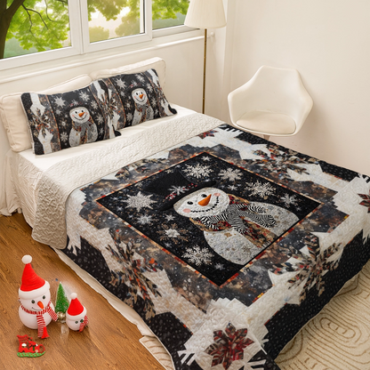 Shineful All Season Quilt 3-Piece Set Elegant Frosty Snowman