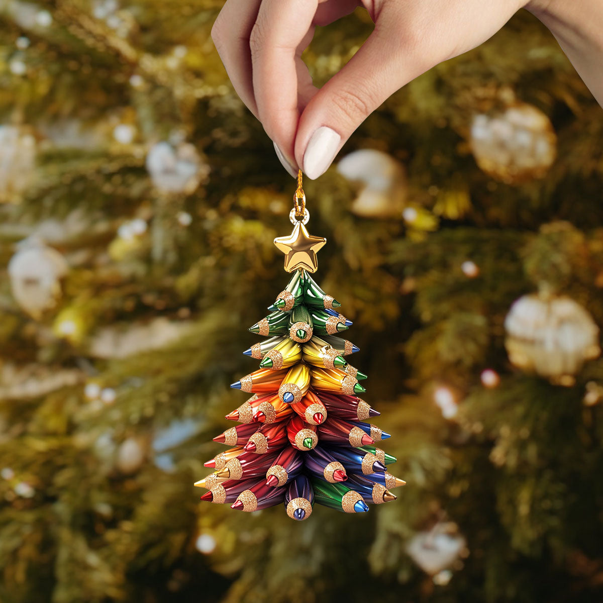 Shineful 2D Acrylic Ornament - Holiday Pencil Tree