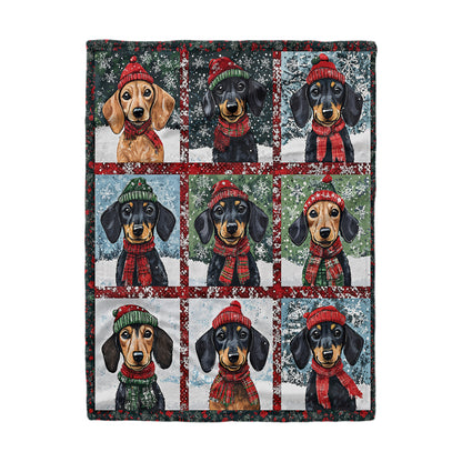 Shineful Fleece Blanket Dachshund Christmas