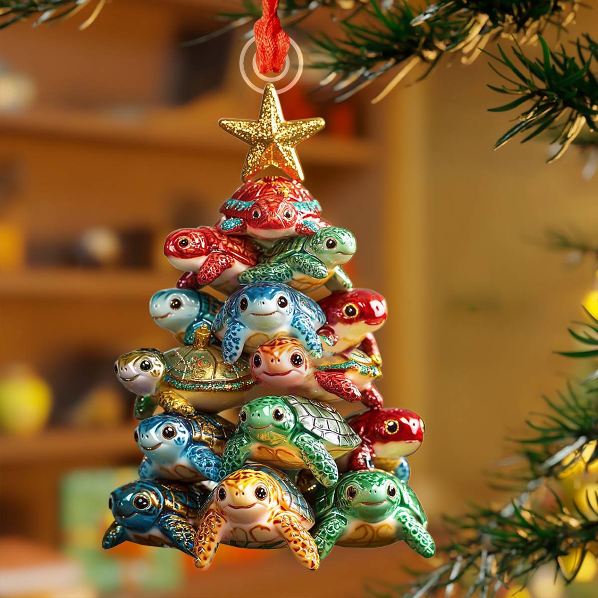 Shineful 2D Acrylic Ornament Christmas Sea Turtle