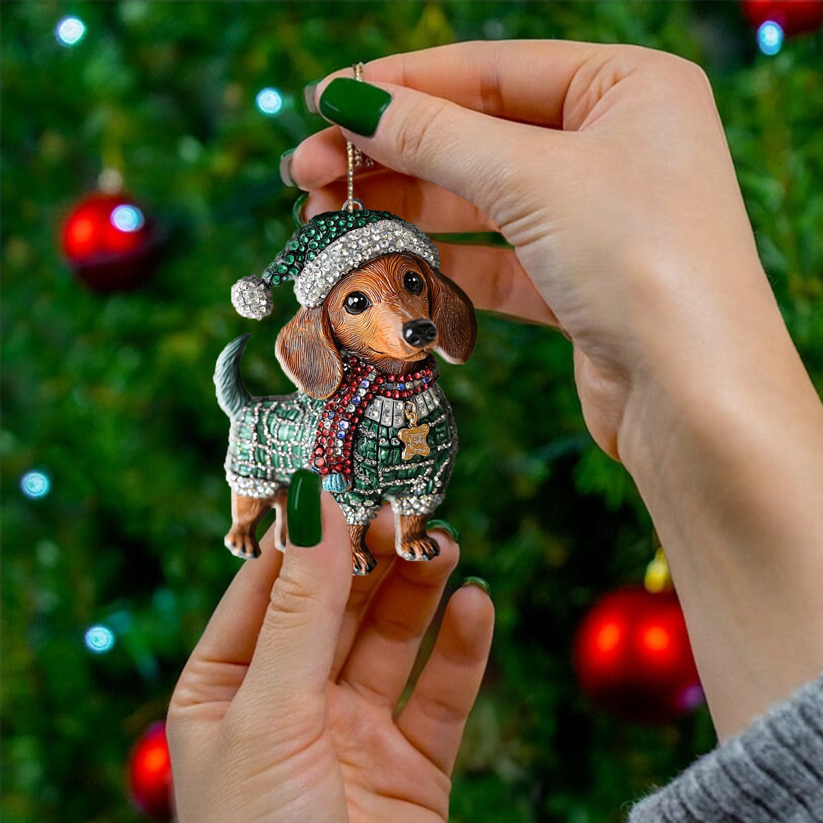 Shineful 2D Acrylic Ornament Sweater Dachshund