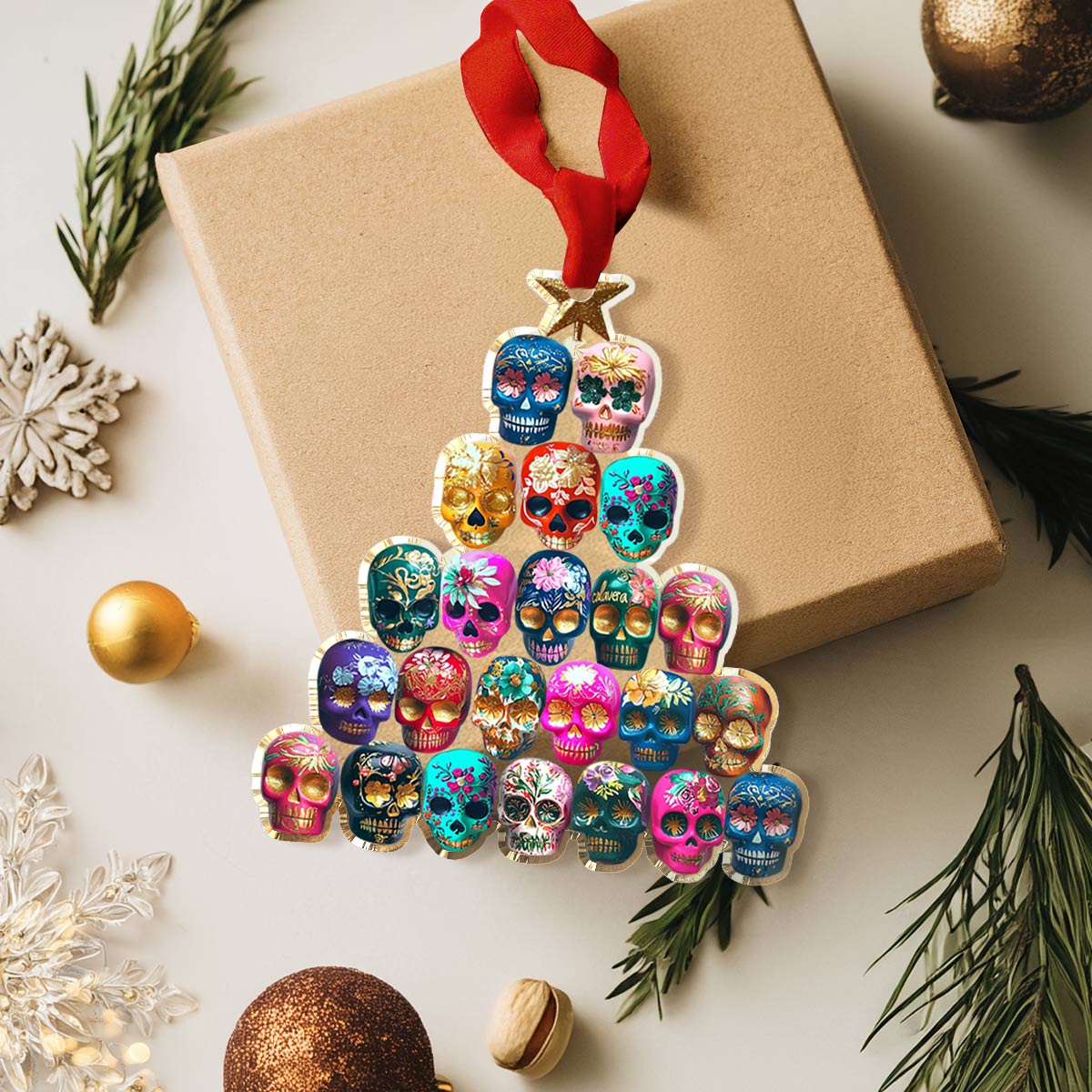 Shineful 2D Acrylic Ornament Colorful Sugar Skulls