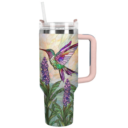 Shineful Tumbler Stained Glass Hummingbird