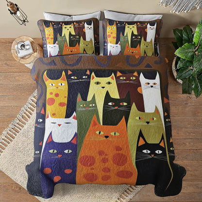 Shineful All Season Quilt 3-Piece Set Purrfectly Cozy