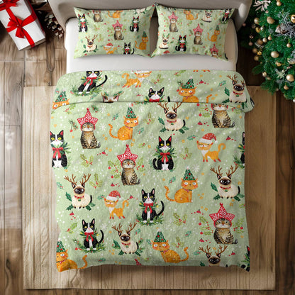 Shineful All Season Quilt 3-Piece Set Christmas Cats