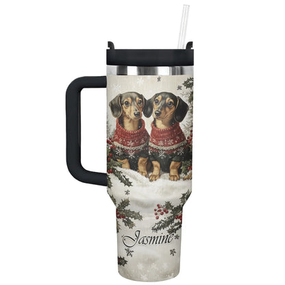 Shineful Tumbler Personalized Christmas Dachshunds