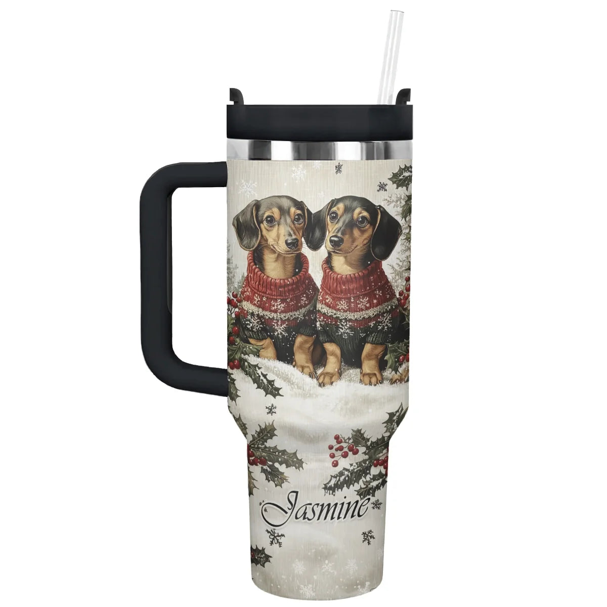 Shineful Tumbler Personalized Christmas Dachshunds