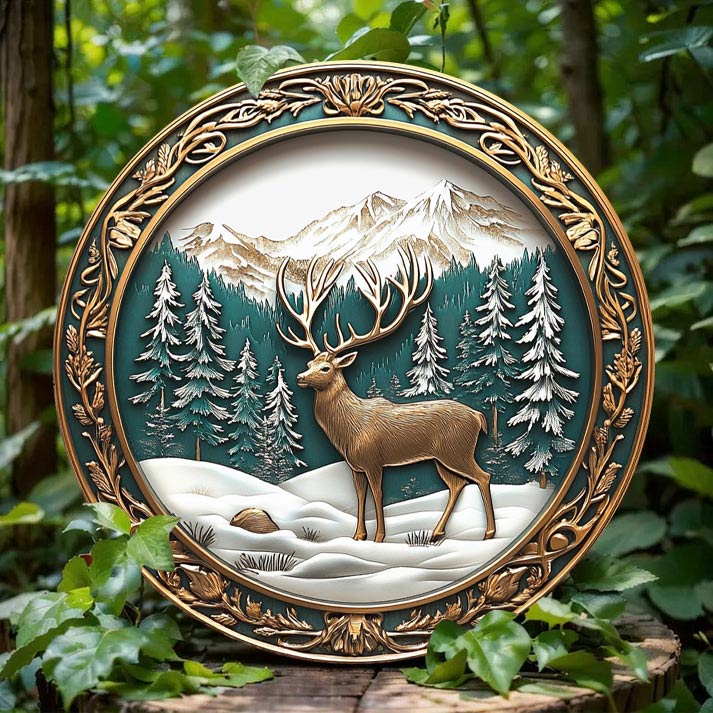 Shineful 2D Wooden Plaque, Hanging Decor, Door Sign Winter Majesty