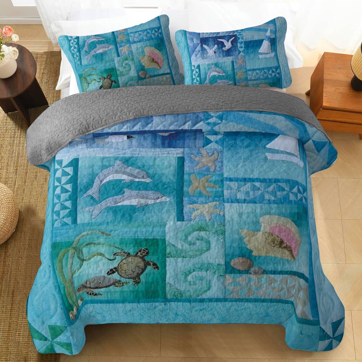 Shineful All Season Quilt 3-Piece Set Coastal Calm