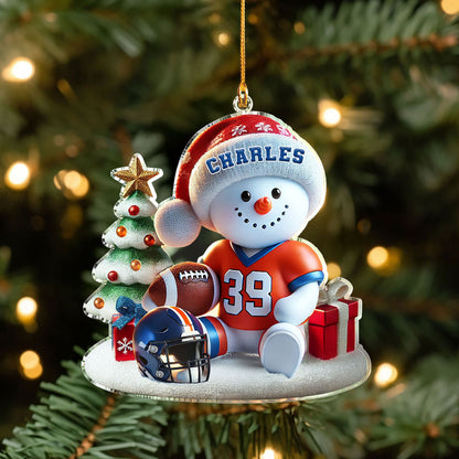 Shineful Personalized 2D Acrylic Ornament Snowmen Play Football