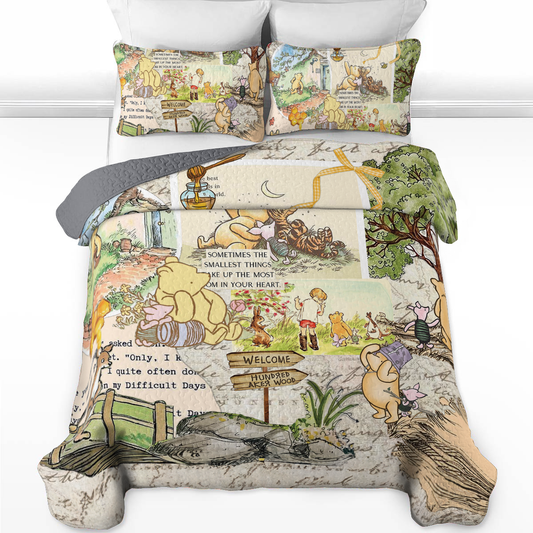 Shineful All Season Quilt 3-Piece Set Pooh Forest Dreams