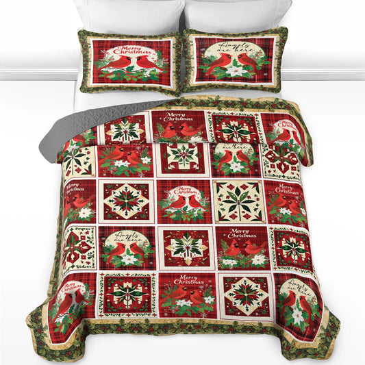 Shineful All Season Quilt 3-Piece Set - Holiday Cardinal Cheer