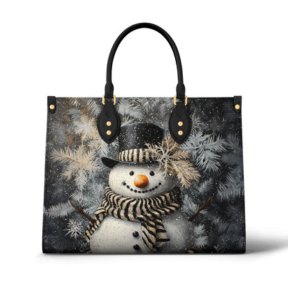 Glänzende Ledertasche Winter Charm Schneemann