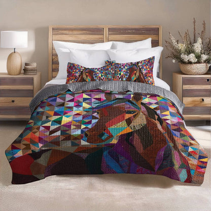 Shineful All Season Quilt 3-Piece Set Colorful Horse