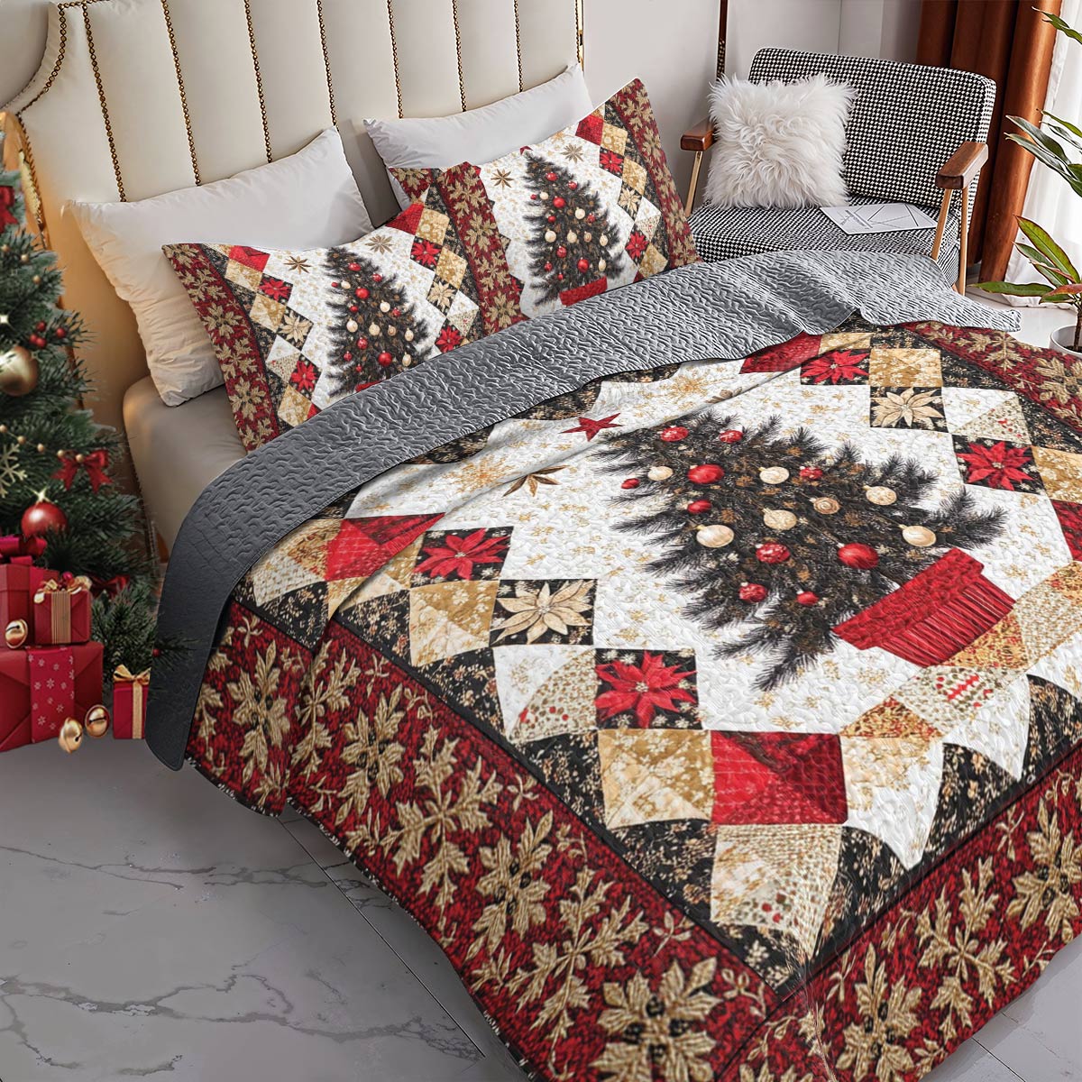 Shineful All Season Quilt 3-Piece Set Christmas Tree