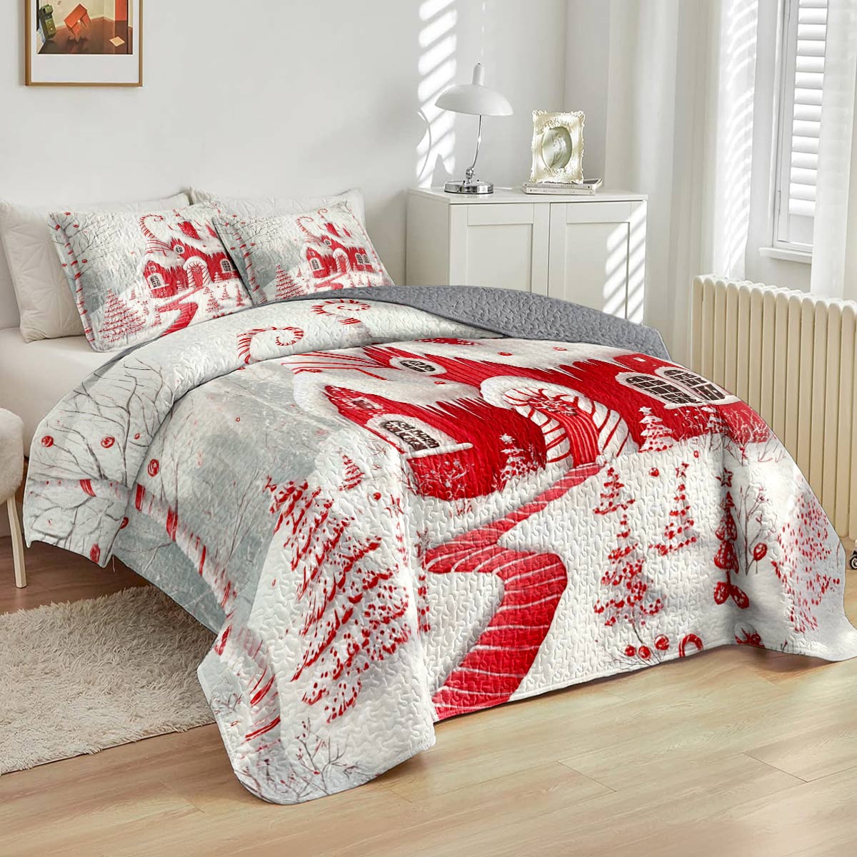 Shineful All Season Quilt 3-Piece Set Sweet House Christmas