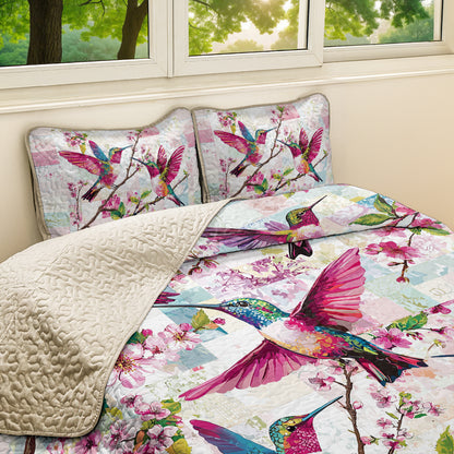 Shineful All Season Quilt 3-Piece Set Blossom Hummingbird