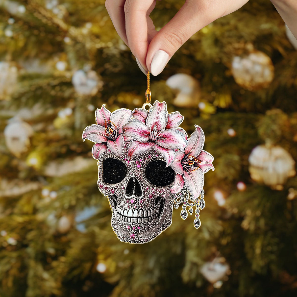 Shineful 2D Acrylic Ornament - Gothic Bloom Skull