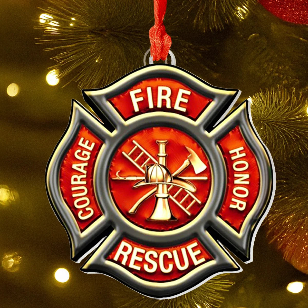 Shineful Acrylic Ornament Firefighter's Maltese Cross