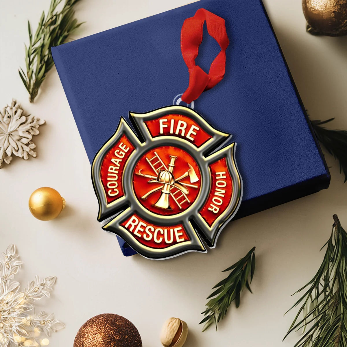 Shineful Acrylic Ornament Firefighter's Maltese Cross