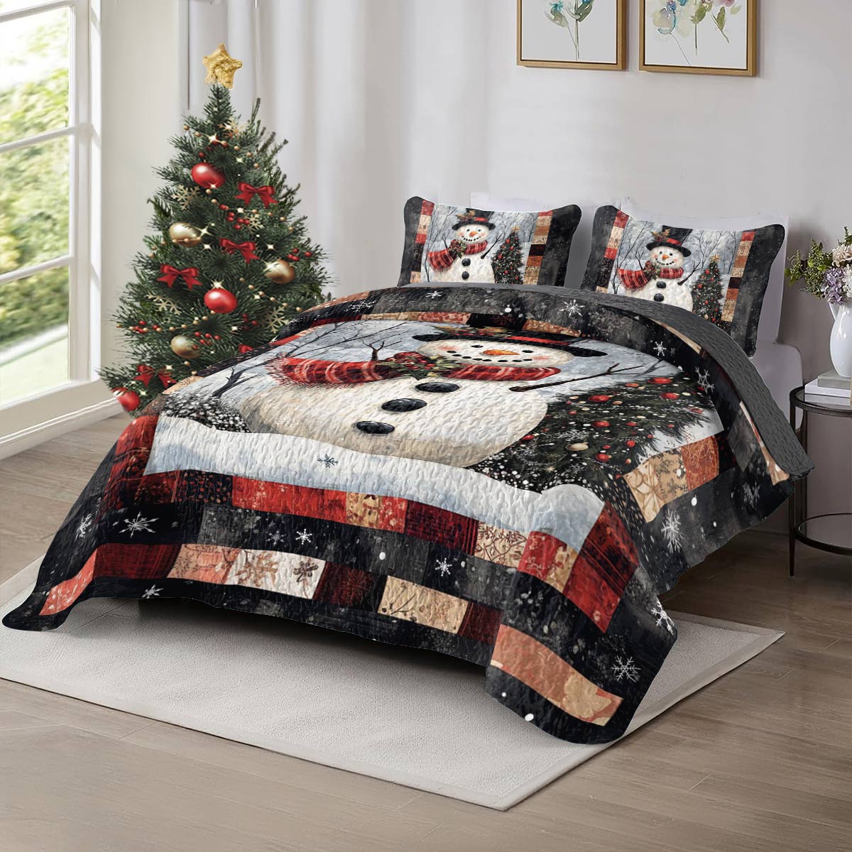 Shineful All Season Quilt 3-Piece Set Jolly Snowman