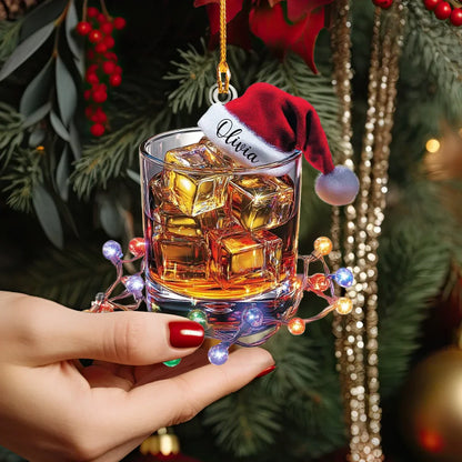 Shineful 2D Acrylic Ornament - Personalized Festive Whiskey Cheers