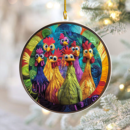 Shineful 2D Acrylic Ornament - Holiday Chicken Hilarity