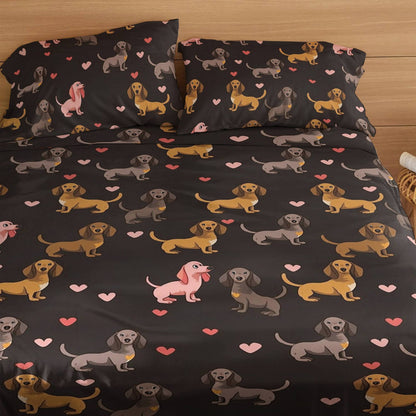 Shineful 4-Piece Bed Sheet Set Lovely Dachshunds