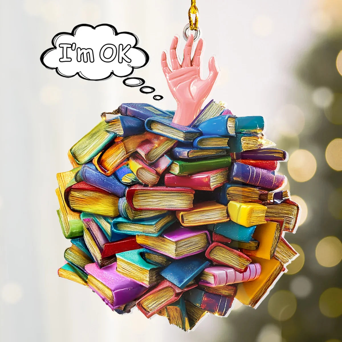 Shineful 2D Acrylic Ornament I’m OK Book Stack