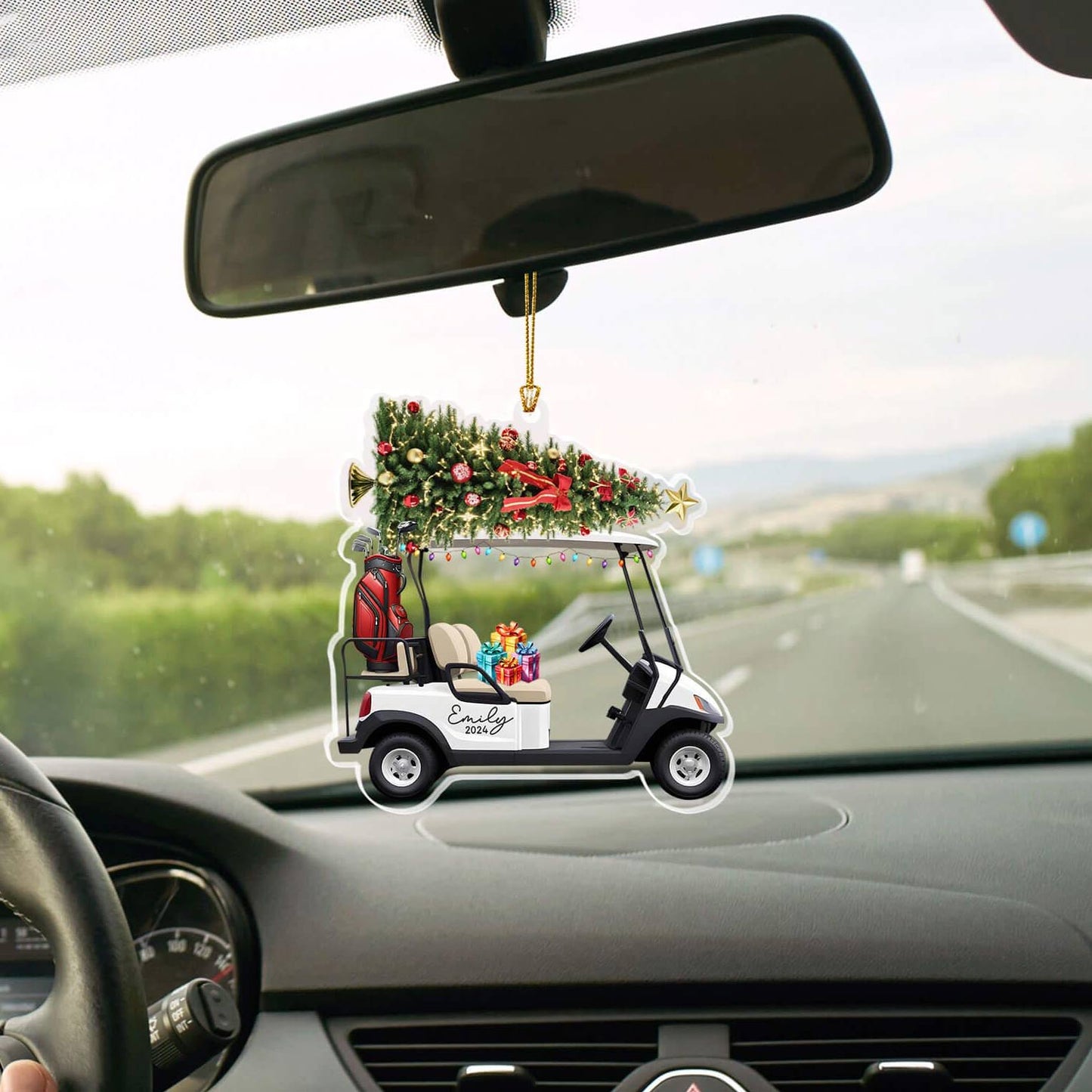 Shineful 2D Acrylic Ornament Personalized Golf Cart