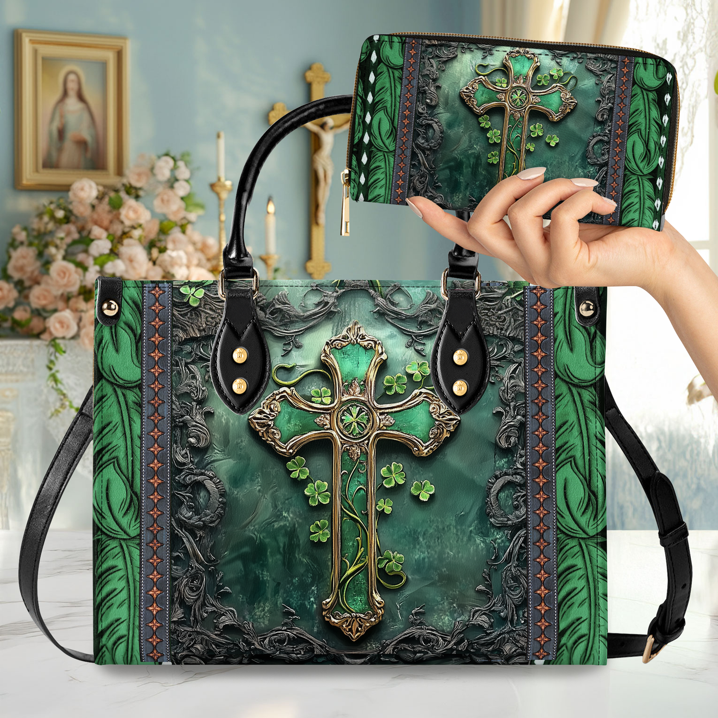 Shineful Leather Bag Emerald Faith