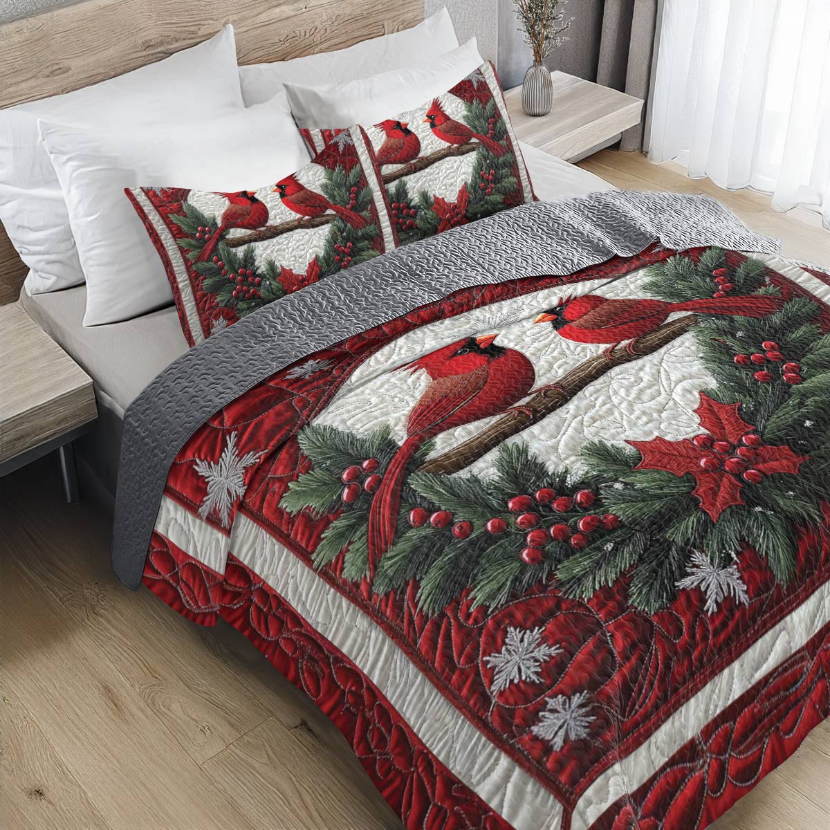 Shineful All Season Quilt 3-teiliges Set Cardinal Comfort