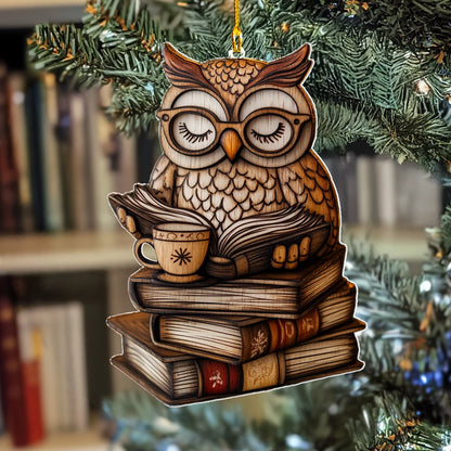 Shineful 2D Acrylic Ornament Wise Winter Reads Owl