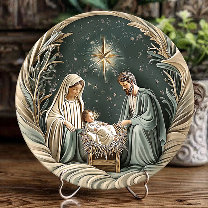 Shineful 2D Wooden Plaque, Hanging Decor, Door Sign - Divine Silent Night Nativity