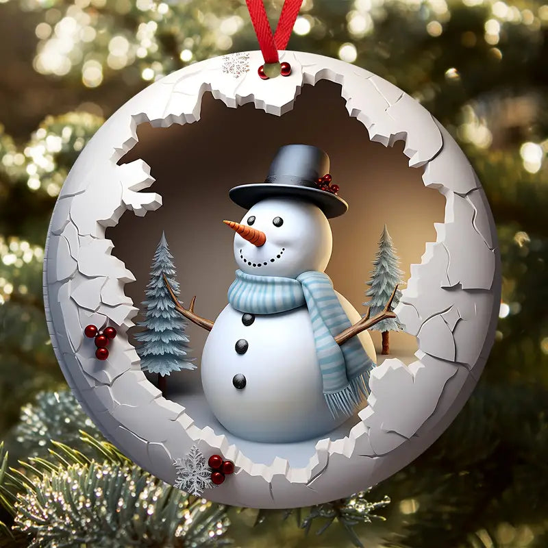 Shineful 2D Acrylic Ornament - Pack Discount SnowMan Wooden Christmas