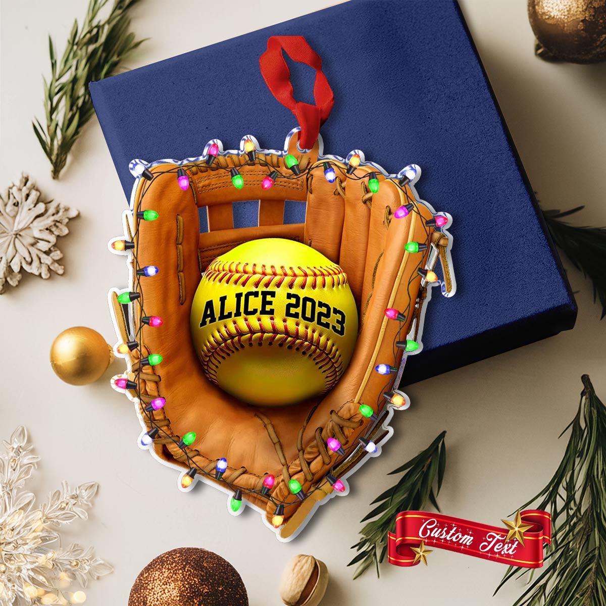 Shineful 2D Acrylic Ornament Personalized Softball Holiday