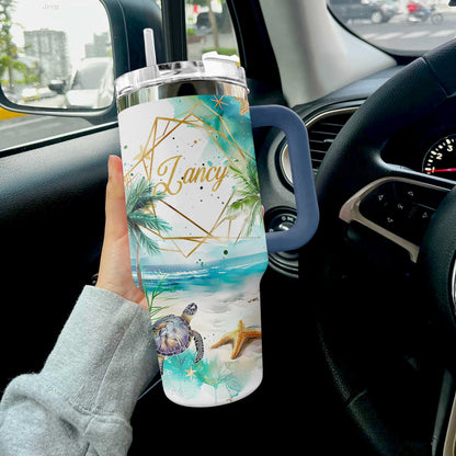 Sea Turtle Of 40 Oz Shineful™ Tumbler On The Beach Nl09 Navy 40Oz