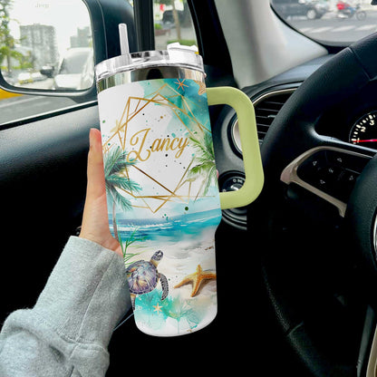 Sea Turtle Of 40 Oz Shineful™ Tumbler On The Beach Nl09 Green 40Oz