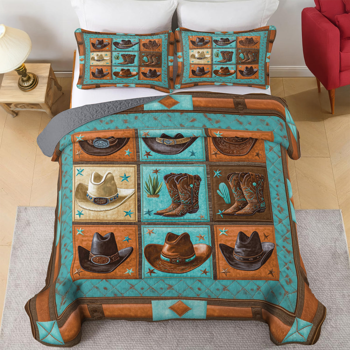 Shineful All Season Quilt 3-Piece Set Western Cowboy Vibe