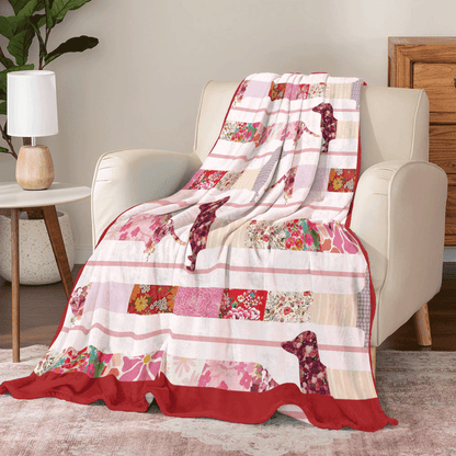 Shineful Fleece Blanket Floral Dachshunds