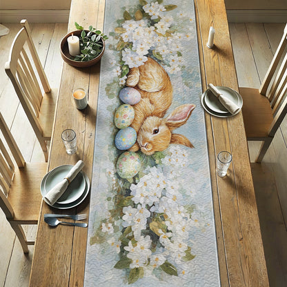 Shineful 2D Flat Print Quilted Table Runner Easter Blossoms Glory