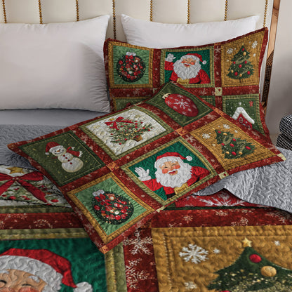 Shineful All Season Quilt 3-Piece Set Festive Santa & Snowman